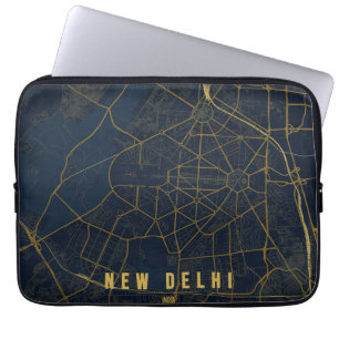 New Delhi Indien Stadtplan Minimales Design Laptopschutzhülle