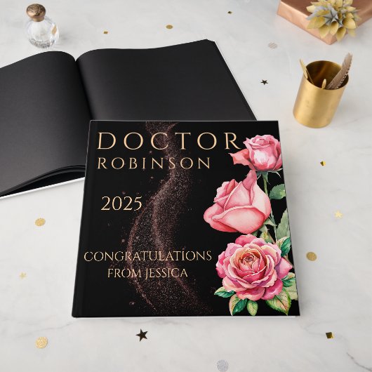 New Doctor, PhD Doctorate floral matte gift Gästebuch (Vorderseite Offen)