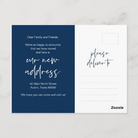 New Dream Zuhause Address Ankündigung, Moderne Mar Postkarte (Rückseite)