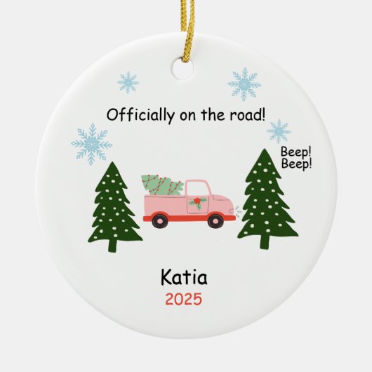 New Driver Ornament, Custom Licensed Driver Gift Keramik Ornament (Vorne)