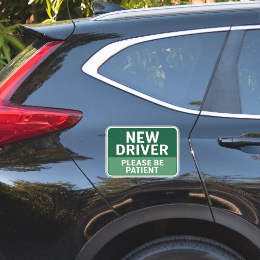 New Driver - Please Be Patient Green Road Sign Aufkleber (Auto Seite)