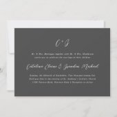 New Elegance Calligraphy Monogram Names Grey Einladung (Vorderseite)