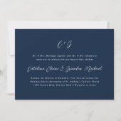 New Elegance Calligraphy Monogram Names Navy Blue Einladung (Vorderseite)