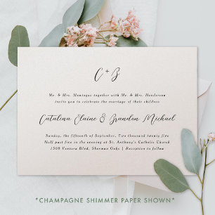 New Elegance Calligraphy Monogram Names Wedding Einladung