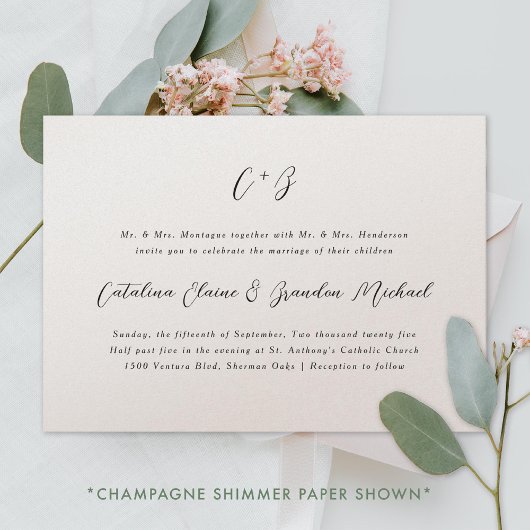 New Elegance Calligraphy Monogram Names Wedding Einladung