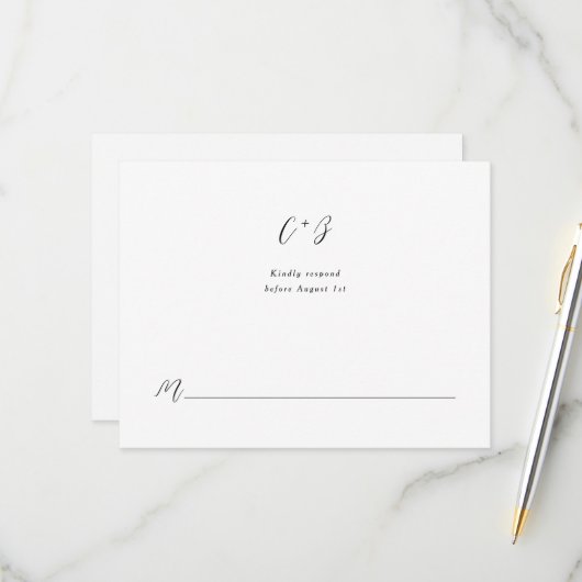 New Elegance Calligraphy Monogram RSVP Karte (Vorderseite/Rückseite Beispiel)
