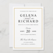New Elegant Solid Gold Border Wedding Einladung (Vorderseite)