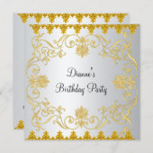 New Elegante White Gold Einladung (Vorne/Hinten)