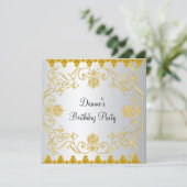 New Elegante White Gold Einladung (Stehend Vorderseite)