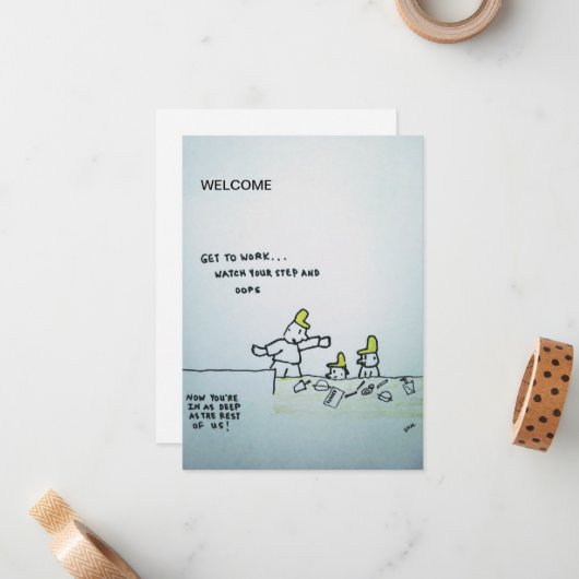 "New Employee Welcome" von GUHLComics flat Note C Mitteilungskarte (Vorderseite/Rückseite Beispiel)