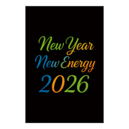 New Energy Fresh Start 2026 Colorful Motivation Poster
