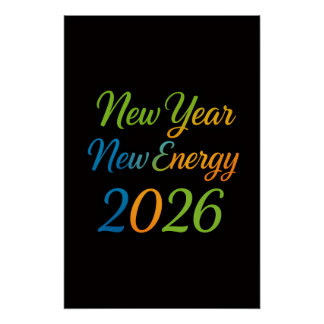 New Energy Fresh Start 2026 Colorful Motivation Poster