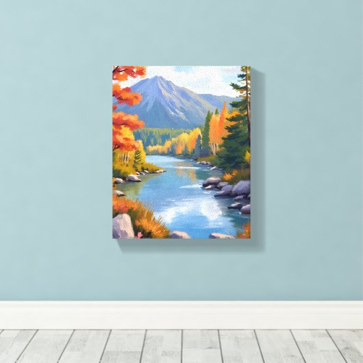 New England Autumn Fall Foliage Landscape Painting Leinwanddruck (Insitu (Holzboden))