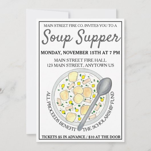 New England Clam Chowder Bowl Soup Cookoff Supper Einladung (Vorderseite)