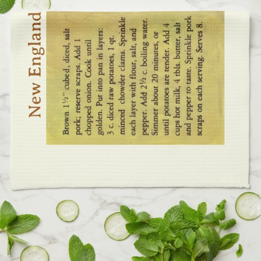 New England Clam Chowder Rezept Geschirrtuch (Gefaltet)