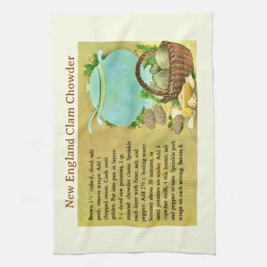 New England Clam Chowder Rezept Geschirrtuch (Vertikal)