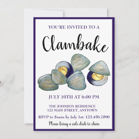 New England Clambake Beach Summer Seafood Dinner Einladung (Vorderseite)