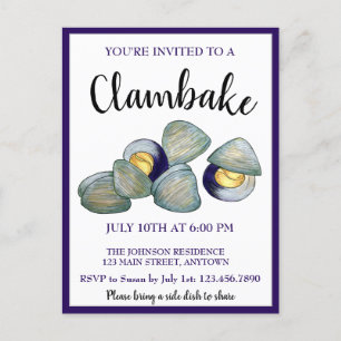 New England Clambake Clam Bake Beach Block Party Einladungspostkarte