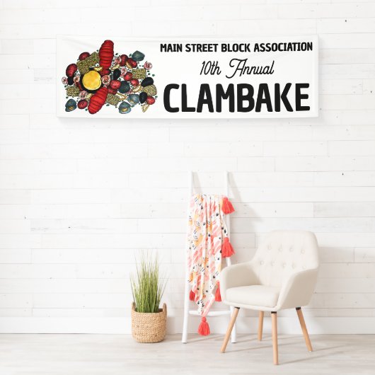 New England Clambake Lobster Boil Block Party Banner (Insitu)