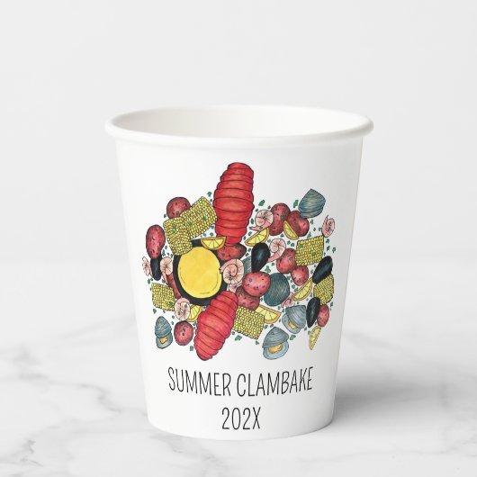 New England Clambake Lobster Boil Block Party Pappbecher (Rückseite)