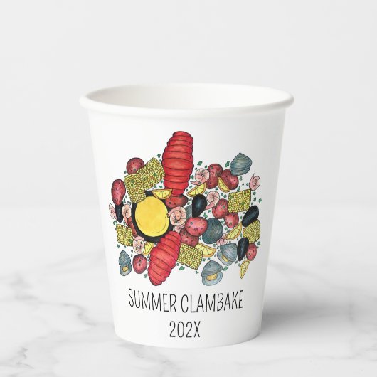 New England Clambake Lobster Boil Block Party Pappbecher (Vorderseite)
