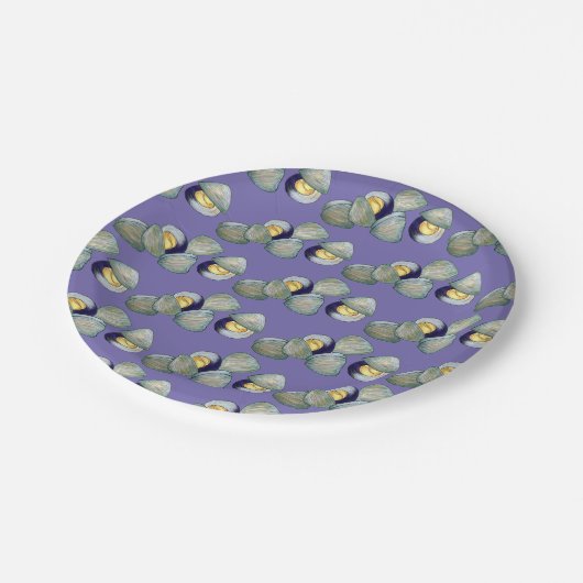 New England Clams Clambake Beach Summer Seafood Pappteller (Schrägansicht)