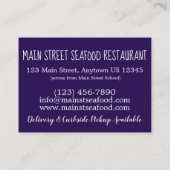 New England Clams Clambake Seafood Restaurant Visitenkarte (Rückseite)