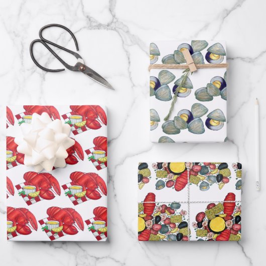 New England Clams Lobster Clambake Seafood Dinner Geschenkpapier Set (Vorderseite)