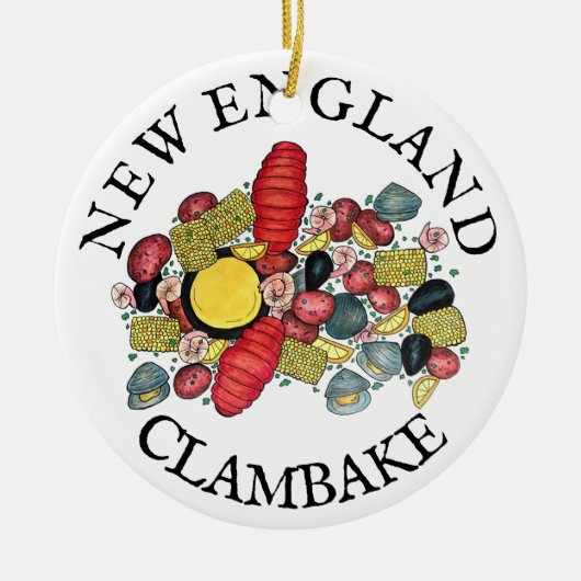 New England Clams Lobster Clambake Seafood Dinner Keramik Ornament (Vorne)