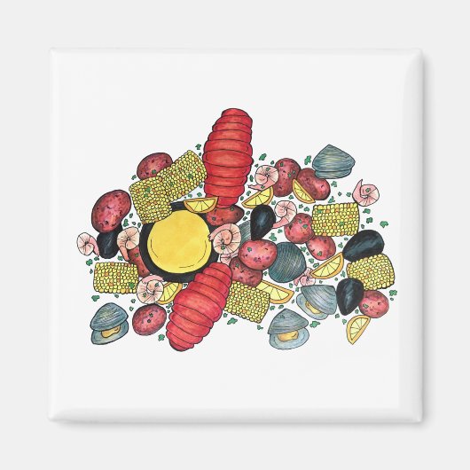 New England Clams Lobster Clambake Seafood Dinner Magnet (Vorne)