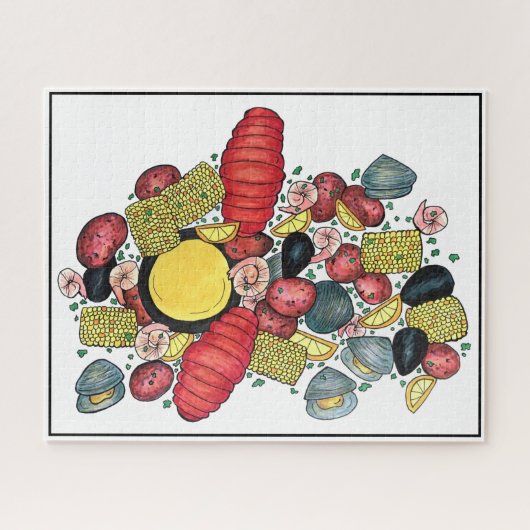New England Clams Lobster Clambake Seafood Dinner Puzzle (Horizontal)
