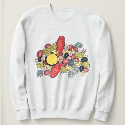 New England Clams Lobster Clambake Seafood Dinner Sweatshirt (Design vorne)