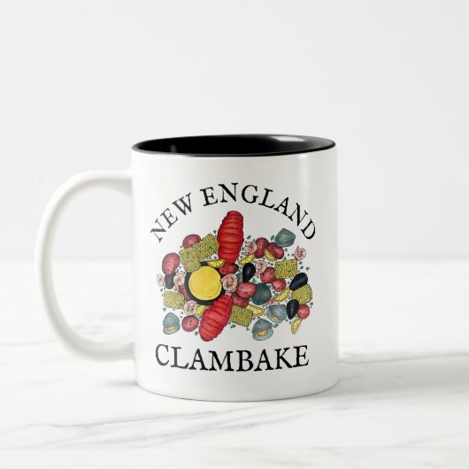 New England Clams Lobster Clambake Seafood Dinner Zweifarbige Tasse (Links)