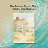 New England Coastal Charme Soft Blue Wedding RSVP Karte