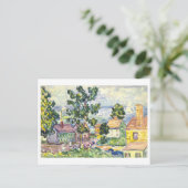 New England Coastal Village Malerei Postkarte (Stehend Vorderseite)