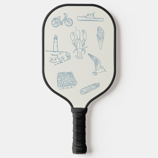 New England Dusty Blue Line zeichnend Pickleball Schläger (Vorderseite)