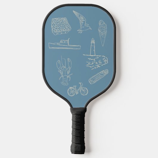 New England Dusty Blue Line zeichnend Pickleball Schläger (Rückseite)