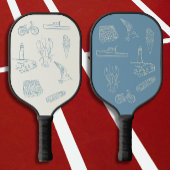 New England Dusty Blue Line zeichnend Pickleball Schläger
