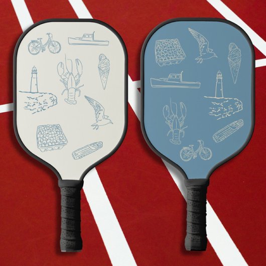New England Dusty Blue Line zeichnend Pickleball Schläger