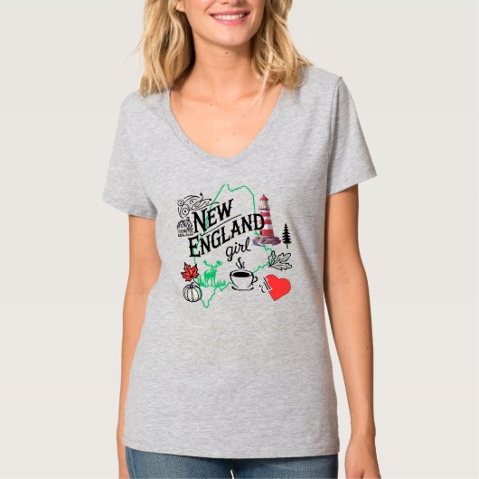 New England Girl at Heart T - Shirt - Maindesign (Vorderseite)