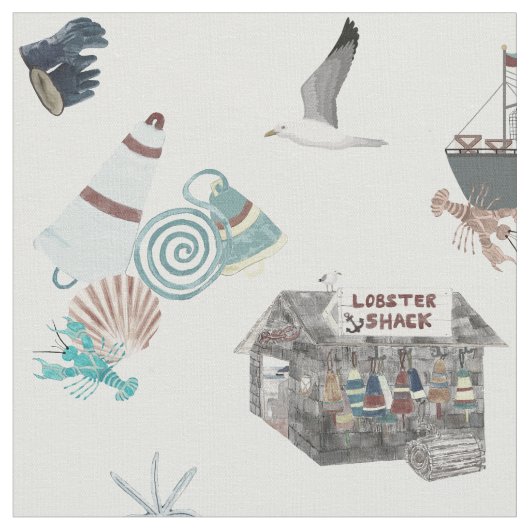 New England Hummer Shack Ditsy Stoff (Nahaufnahme)