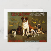 New England Kennel Club c.1890 Showposter Postkarte (Vorne/Hinten)