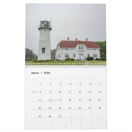 New England Lighthouse Calendar Kalender (Mär 2026)