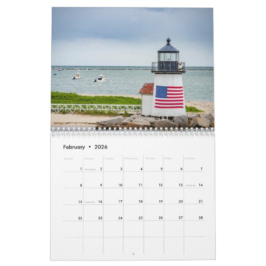New England Lighthouse Calendar Kalender (Feb 2026)