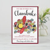 New England Lobster Booking Clambake Seafood Dinne Einladung (Stehend Vorderseite)