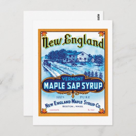New England Maple Sap Syrup Ad Postkarte (Vorne/Hinten)