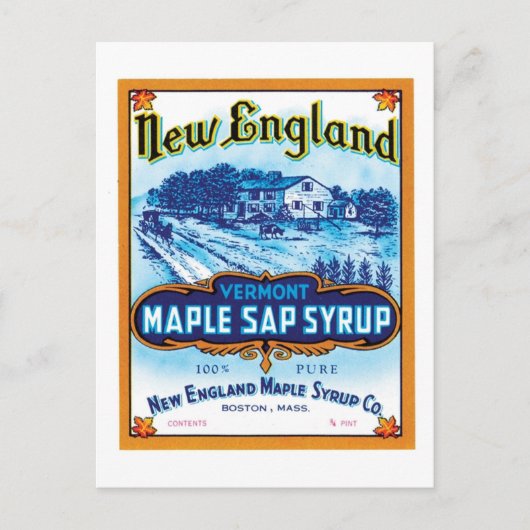 New England Maple Sap Syrup Ad Postkarte (Vorderseite)