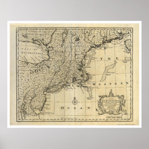 New England New Jersey New York Karte 1747 Poster