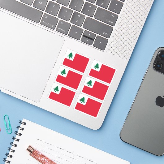 New England Pine Tree Flag Sticker Pack (Laptop mit iPhone)