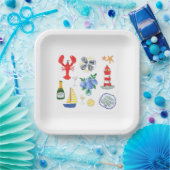 New England Seafood Themed Dinner Pappteller (Party)